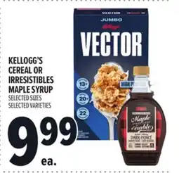 Metro KELLOGG'S CEREAL OR IRRESISTIBLES MAPLE SYRUP offer