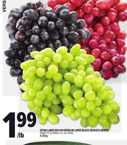 Metro EXTRA LARGE RED OR GREEN OR LARGE BLACK SEEDLESS GRAPES offer