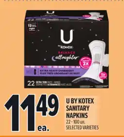 Metro U BY KOTEX SANITARY NAPKINS offer