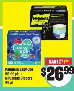 Chalo FreshCo Pampers Easy Ups 46-66 pk or Ninjamas Diapers 44 pk offer
