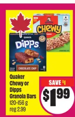 Chalo FreshCo Quaker Chewy or Dipps Granola Bars 120-156 g offer