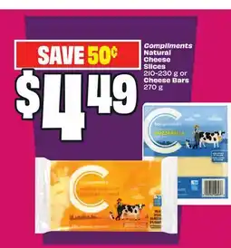 Chalo FreshCo Compliments Natural Cheese Slices 210-230 g or Cheese Bars 270 offer