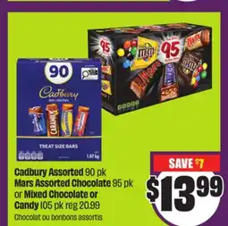 Chalo FreshCo Cadbury Assorted 90 pk Mars Assorted Chocolate 95 pk or Mixed Chocolate or Candy 105 pk offer