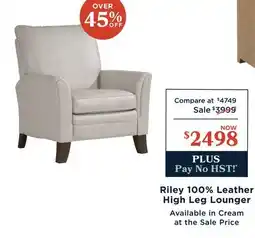 La Z Boy Riley 100% Leather High Leg Lounger offer