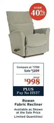 La Z Boy Rowan Fabric Recliner offer
