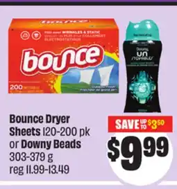 Chalo FreshCo Bounce Dryer Sheets 120-200 pk or Downy Beads 303-379 g offer