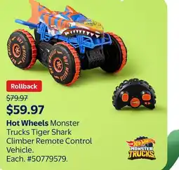 Walmart Hot Wheels Monster Trucks Tiger Shark Climber Remote Control Vehicle offer