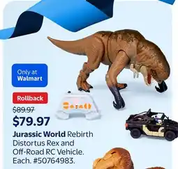 Walmart Jurassic World Rebirth Distortus Rex and Off-Road RC Vehicle offer