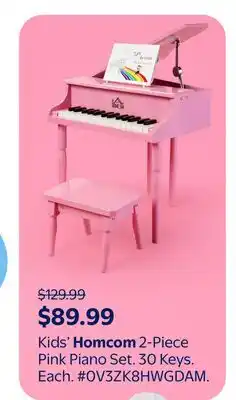 Walmart Kids' Homcom 2-Piece Pink Piano Set offer
