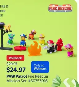 Walmart PAW Patrol Fire Rescue Mission Set offer