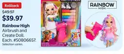Walmart Rainbow High Airbrush and Create Doll offer