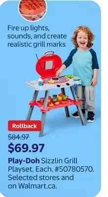 Walmart Play-Doh Sizzlin Grill Playset offer