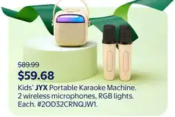 Walmart Kids' JYX Portable Karaoke Machine. 2 wireless microphones, RGB lights offer