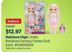 Walmart Rainbow High Littles Rainbow Fantasy Fairies Doll offer