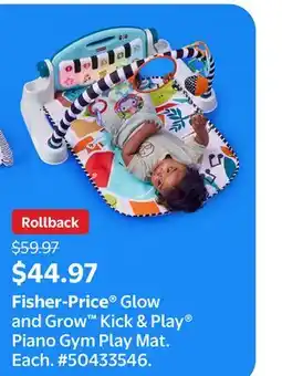 Walmart Fisher-Price Glow and Grow Kick & Play Piano Gym Play Mat offer