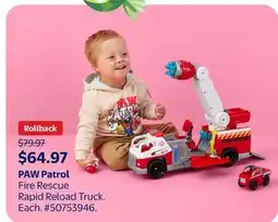 Walmart PAW Patrol Fire Rescue Rapid Reload Truck offer