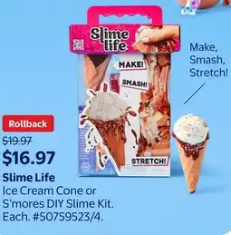 Walmart Slime Life Ice Cream Cone or S'mores DIY Slime Kit offer