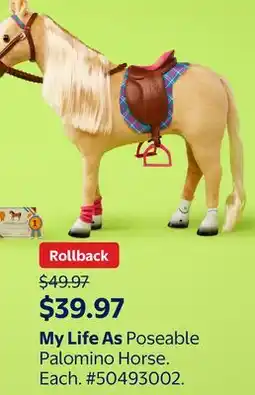 Walmart My Life As Poseable Palomino Horse offer