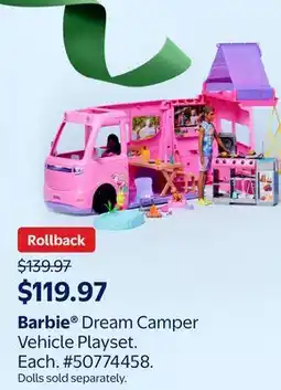 Walmart Barbie Dream Camper Vehicle Playset offer