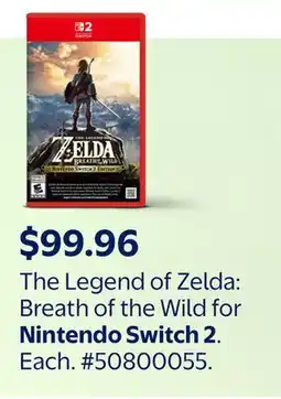 Walmart The Legend of Zelda: Breath of the Wild for Nintendo Switch 2 offer