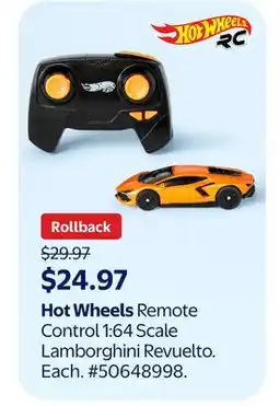 Walmart Hot Wheels Remote Control 1:64 Scale Lamborghini Revuelto offer