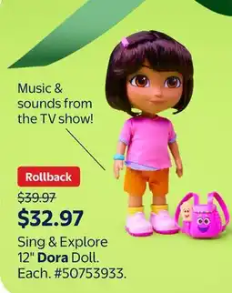 Walmart Sing & Explore 12 Dora Doll offer