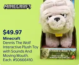 Walmart Minecraft Dennis The Wolf Interactive Plush Toy with Sounds And Moving Mouth offer