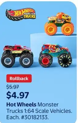 Walmart Hot Wheels Monster Trucks 1:64 Scale Vehicles offer