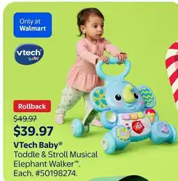 Walmart VTech Baby Toddle & Stroll Musical Elephant Walker offer