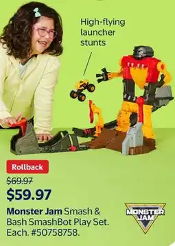 Walmart Monster Jam Smash & Bash SmashBot Play Set offer