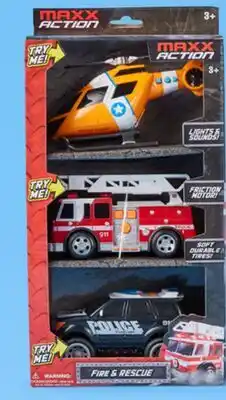 Walmart Maxx Action Rescue or Construction Vehicles 3-Pack offer