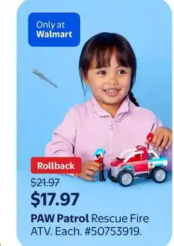 Walmart PAW Patrol Rescue Fire ATV offer