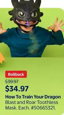 Walmart How To Train Your Dragon Blast and Roar Toothless Mask offer