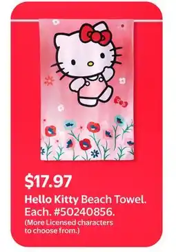 Walmart Hello Kitty Beach Towel offer