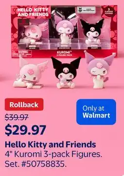 Walmart Hello Kitty and Friends 4 Kuromi 3-pack Figures offer