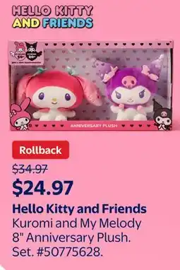 Walmart Hello Kitty and Friends Kuromi and My Melody 8 Anniversary Plush offer