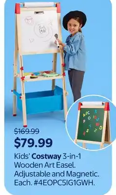 Walmart Kids' Costway 3-in-1 Wooden Art Easel. Adjustable and Magnetic offer