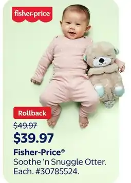 Walmart Fisher-Price Soothe n Snuggle Otter offer