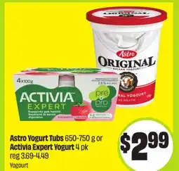 FreshCo Astro Yogurt Tubs 650-750 g or Activia Expert Yogurt 4 pk offer