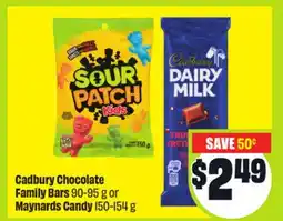 FreshCo Cadbury Chocolate Family Bars 90-95 g or Maynards Candy 150-154 g offer
