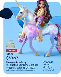 Walmart Unicorn Academy solutions Phi Interactive Rainbow Light-Up Wildstar offer