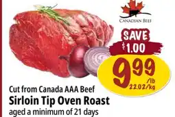 Farm Boy Cut from Canada AAA Beef Sirloin Tip Oven Roast offer