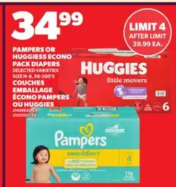 Independent Grocer PAMPERS OR HUGGIESS ECONO PACK DIAPERS,SIZE N-8, 58-200'S offer
