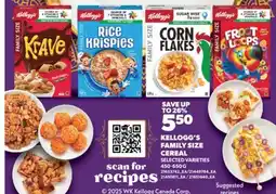 Real Canadian Superstore KELLOGG'S FAMILY SIZE CEREAL, 450-650 G offer