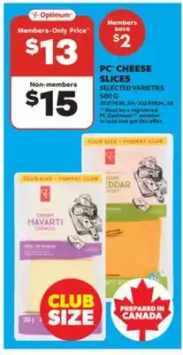 Real Canadian Superstore PC CHEESE SLICES, 500 G offer