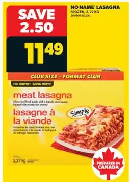 Real Canadian Superstore NO NAME LASAGNA, 2.27 KG offer