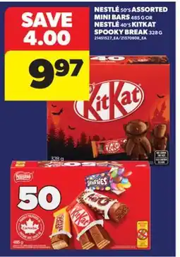 Real Canadian Superstore NESTLÉ 50' S ASSORTED MINI BARS 485 G OR NESTLÉ 40' S KITKAT SPOOKY BREAK 328 G offer