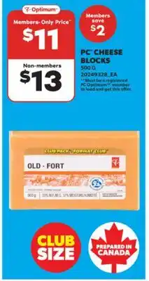 Real Canadian Superstore PC CHEESE BLOCKS, 500 G offer