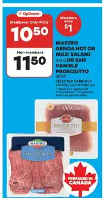 Real Canadian Superstore MASTRO GENOA HOT OR MILD SALAMI, 375 G OR SAN DANIELE PROSCIUTTO, 200 G offer