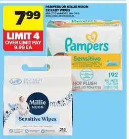 Real Canadian Superstore PAMPERS OR MILLIE MOON 3X BABY WIPES, 168-216'S offer